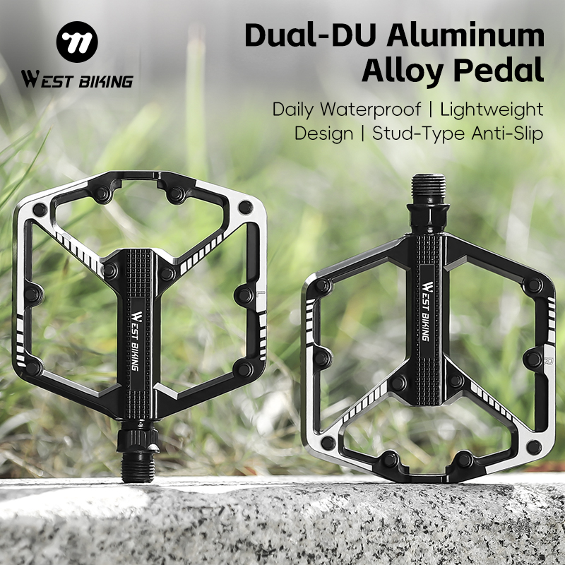 Pedal Platform Flat - WEST BIKING Die-Cast Dual-DU Bicycle Pedals